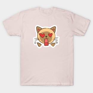 Kitty Cat Animal Pet Design In love Heart Eyes T-Shirt Sticker T-Shirt